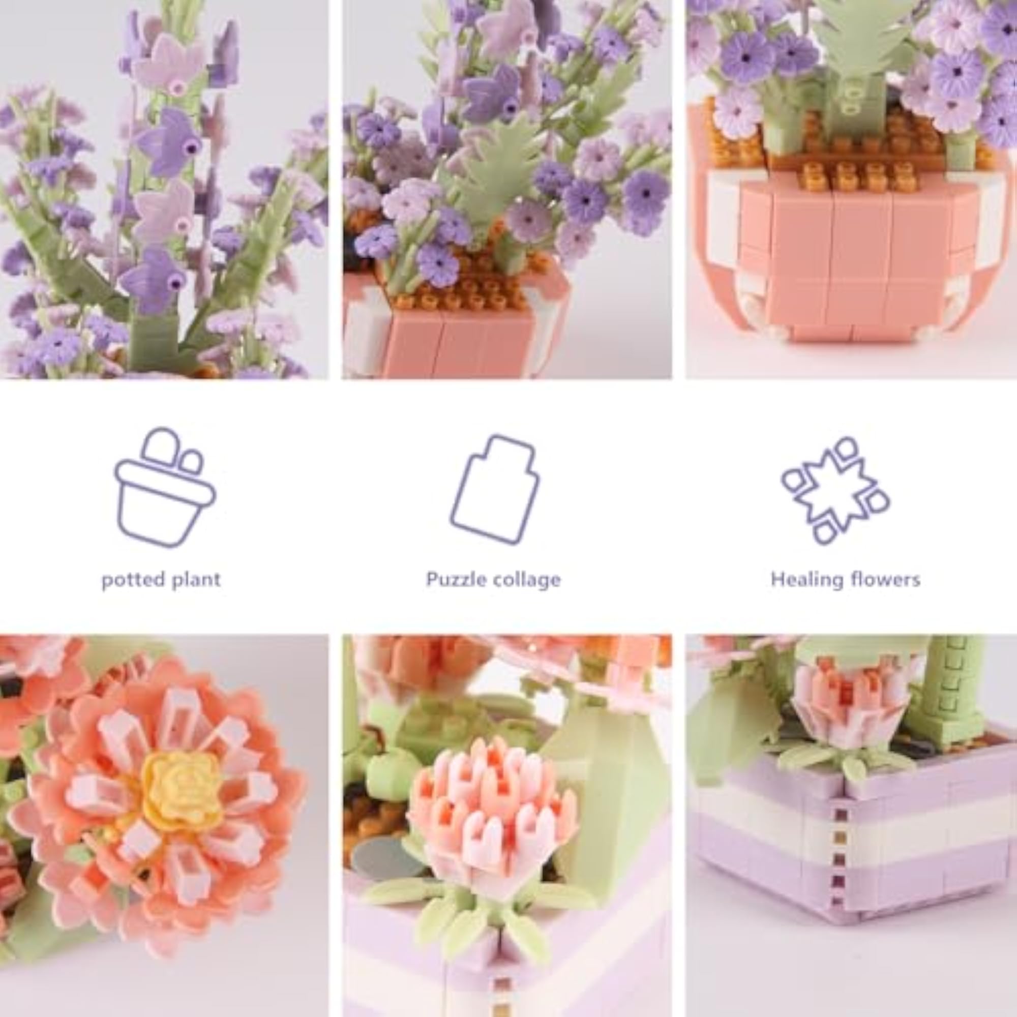 Mini Flowers Succulent Building Blocks Set for Creative Play